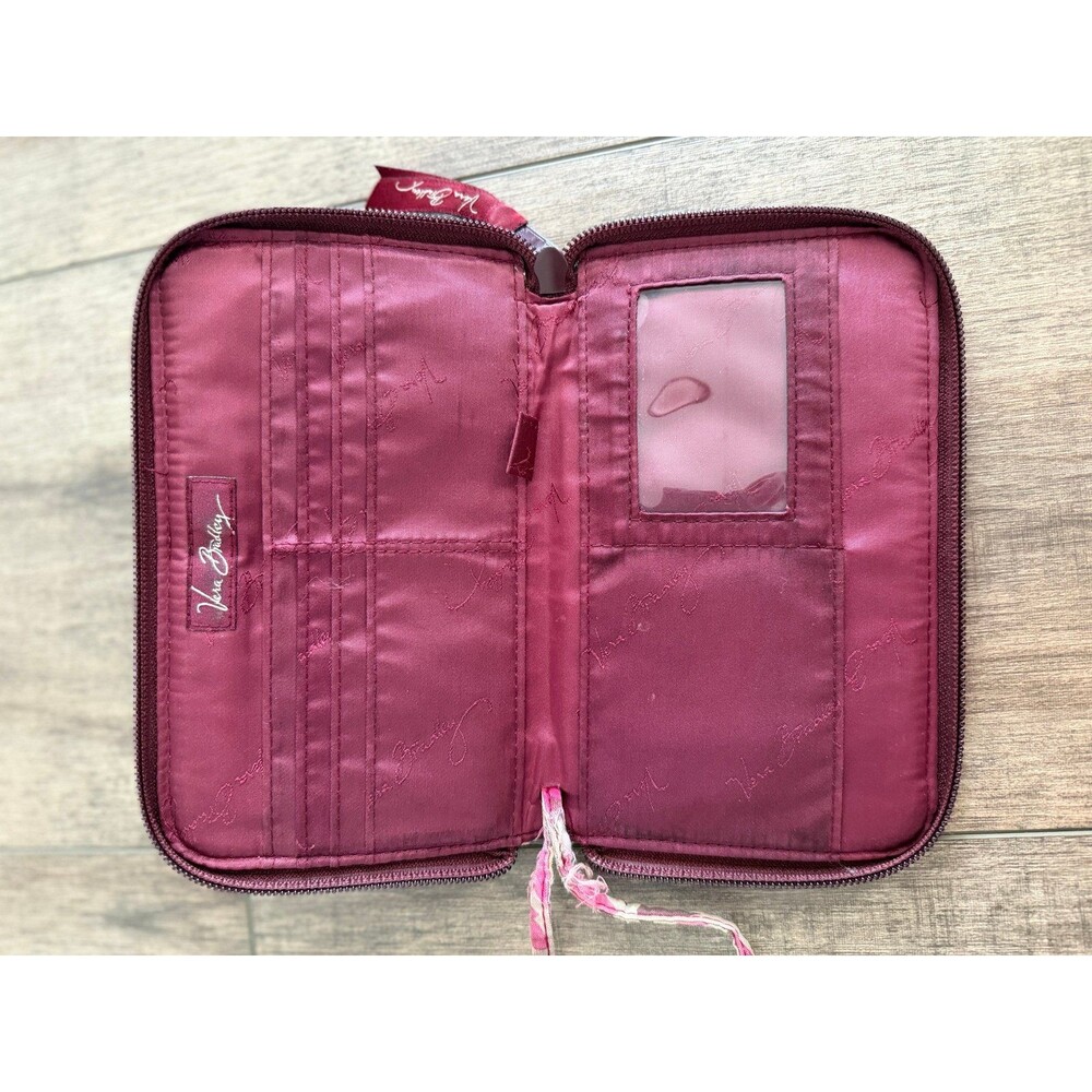 Vera Bradley Carnaby Zip Around Wallet Wristlet Quilted Pink Floral - Picture 5 of 11